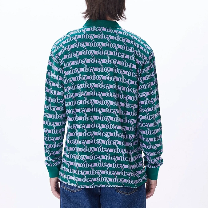 Рубашка поло Obey Interlock Logo Jaquard Ls Polo